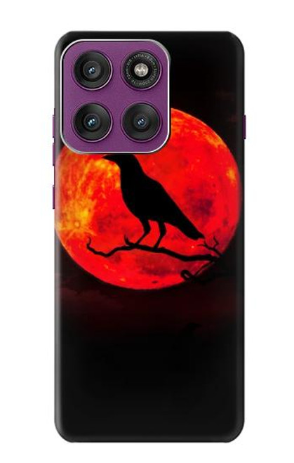 S3328 Crow Red Moon Hülle Schutzhülle Taschen für Motorola Edge 60 Pro