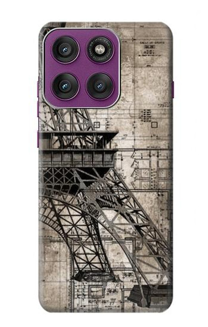 S3416 Eiffel Tower Blueprint Hülle Schutzhülle Taschen für Motorola Edge 60 Pro