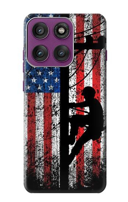 S3803 Electrician Lineman American Flag Hülle Schutzhülle Taschen für Motorola Edge 60 Pro