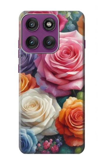 S3975 Colorful Roses Painting Hülle Schutzhülle Taschen für Motorola Edge 60 Pro