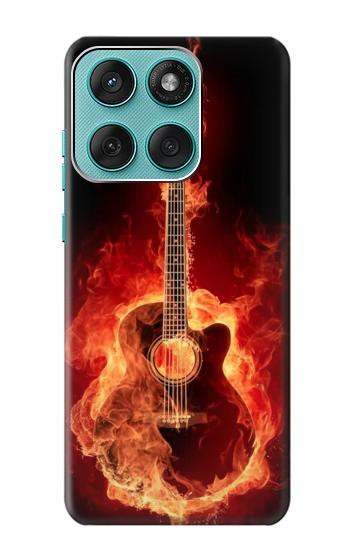 S0415 Fire Guitar Burn Hülle Schutzhülle Taschen für Motorola Edge 60 Fusion