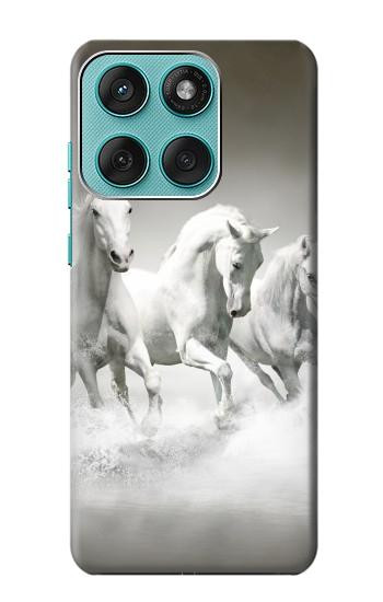 S0933 White Horses Hülle Schutzhülle Taschen für Motorola Edge 60 Fusion