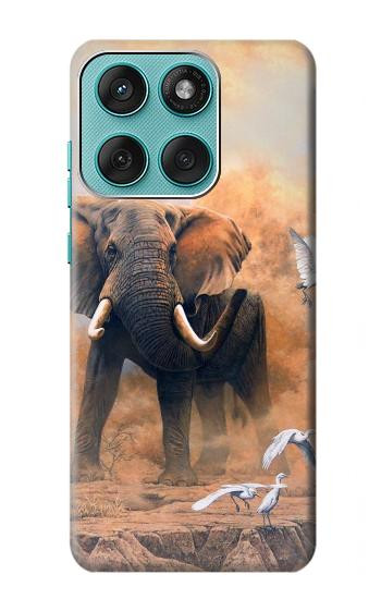 S1292 Dusty Elephant Egrets Hülle Schutzhülle Taschen für Motorola Edge 60 Fusion