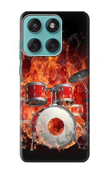 S1431 Skull Drum Fire Rock Hülle Schutzhülle Taschen für Motorola Edge 60 Fusion