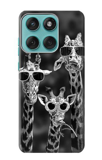 S2327 Giraffes With Sunglasses Hülle Schutzhülle Taschen für Motorola Edge 60 Fusion