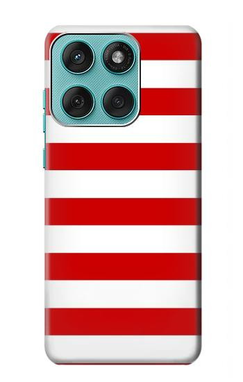 S2364 Red and White Striped Hülle Schutzhülle Taschen für Motorola Edge 60 Fusion