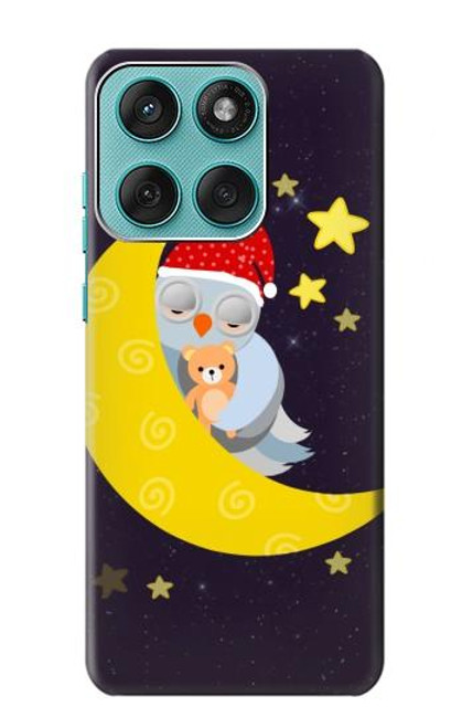 S2849 Cute Sleepy Owl Moon Night Hülle Schutzhülle Taschen für Motorola Edge 60 Fusion