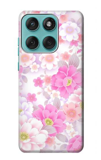 S3036 Pink Sweet Flower Flora Hülle Schutzhülle Taschen für Motorola Edge 60 Fusion