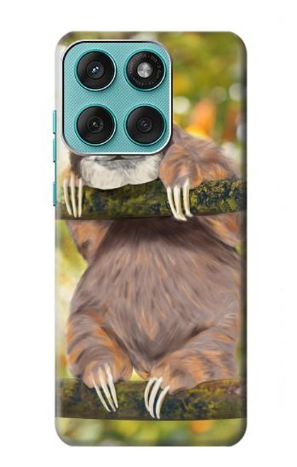 S3138 Cute Baby Sloth Paint Hülle Schutzhülle Taschen für Motorola Edge 60 Fusion