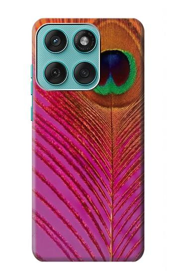 S3201 Pink Peacock Feather Hülle Schutzhülle Taschen für Motorola Edge 60 Fusion