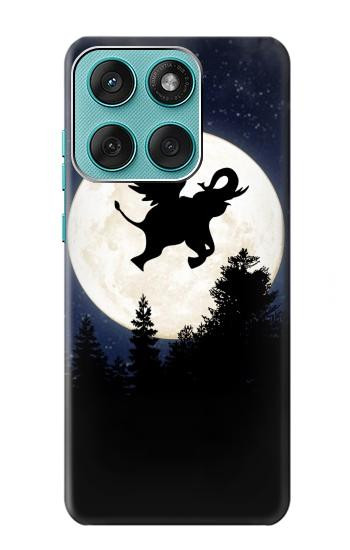 S3323 Flying Elephant Full Moon Night Hülle Schutzhülle Taschen für Motorola Edge 60 Fusion