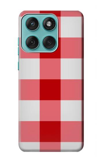 S3535 Red Gingham Hülle Schutzhülle Taschen für Motorola Edge 60 Fusion