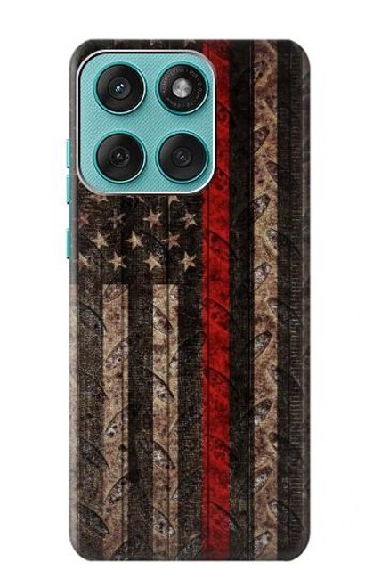 S3804 Fire Fighter Metal Red Line Flag Graphic Hülle Schutzhülle Taschen für Motorola Edge 60 Fusion