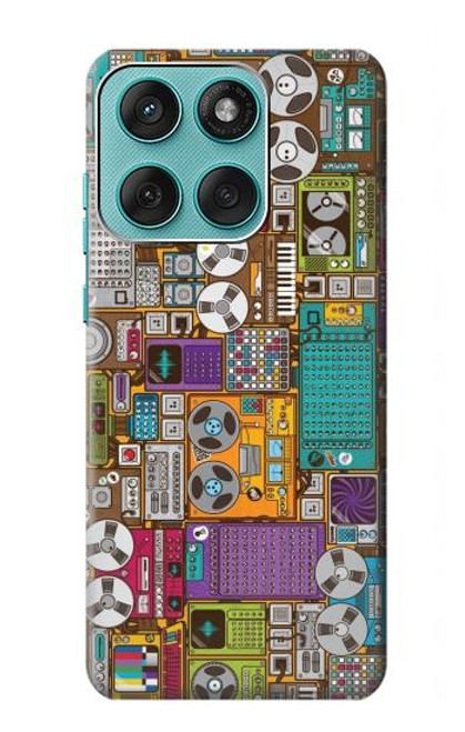 S3879 Retro Music Doodle Hülle Schutzhülle Taschen für Motorola Edge 60 Fusion