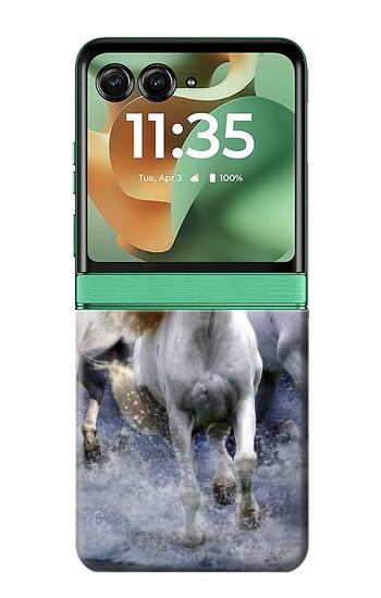 S0246 White Horse Hülle Schutzhülle Taschen für Motorola Razr 70+,60+, Razr+ (2026, 2025, 2024)