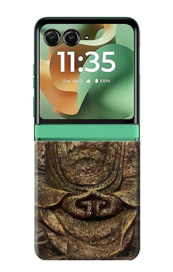 S0344 Buddha Rock Carving Hülle Schutzhülle Taschen für Motorola Razr 60, Razr 2025