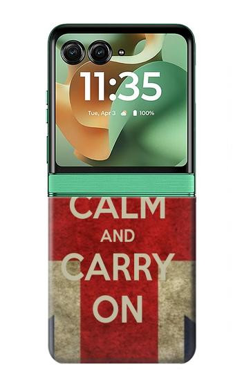 S0674 Keep Calm and Carry On Hülle Schutzhülle Taschen für Motorola Razr 70+,60+, Razr+ (2026, 2025, 2024)