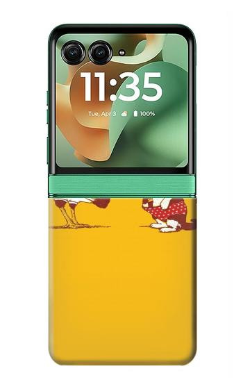 S1093 Rooster and Cat Joke Hülle Schutzhülle Taschen für Motorola Razr 70+,60+, Razr+ (2026, 2025, 2024)