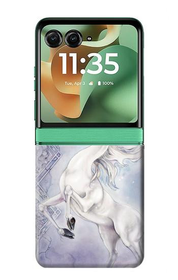 S1134 White Horse Unicorn Hülle Schutzhülle Taschen für Motorola Razr 70+,60+, Razr+ (2026, 2025, 2024)