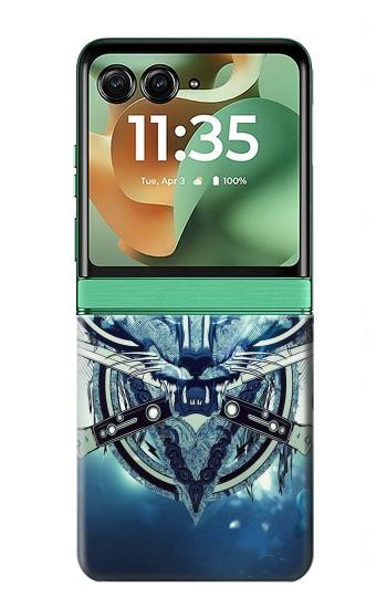 S1135 Wolf with knives Rock Hülle Schutzhülle Taschen für Motorola Razr 60, Razr 2025