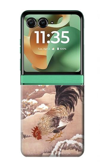 S1332 Ito Jakuchu Rooster Hülle Schutzhülle Taschen für Motorola Razr 60, Razr 2025