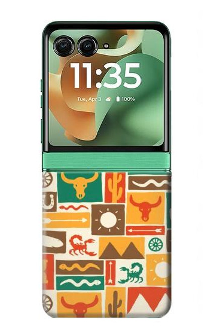 S1873 Western Pattern Hülle Schutzhülle Taschen für Motorola Razr 60, Razr 2025
