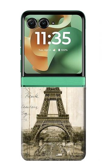 S2108 Eiffel Tower Paris Postcard Hülle Schutzhülle Taschen für Motorola Razr 70+,60+, Razr+ (2026, 2025, 2024)