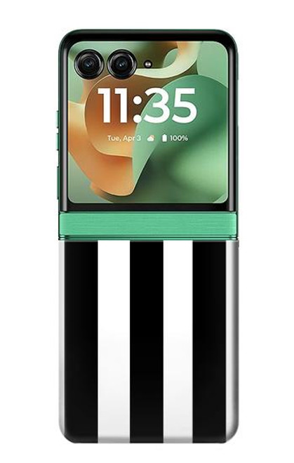 S2297 Black and White Vertical Stripes Hülle Schutzhülle Taschen für Motorola Razr 60, Razr 2025