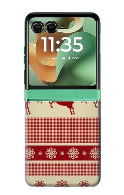 S2310 Christmas Snow Reindeers Hülle Schutzhülle Taschen für Motorola Razr 60, Razr 2025