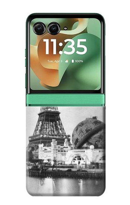 S2350 Old Paris Eiffel Tower Hülle Schutzhülle Taschen für Motorola Razr 60, Razr 2025