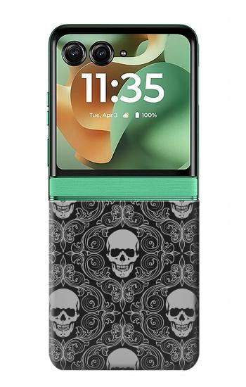 S2371 Skull Vintage Monochrome Pattern Hülle Schutzhülle Taschen für Motorola Razr 70+,60+, Razr+ (2026, 2025, 2024)