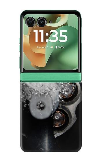 S2387 Gun Bullet Hole Glass Hülle Schutzhülle Taschen für Motorola Razr 70+,60+, Razr+ (2026, 2025, 2024)