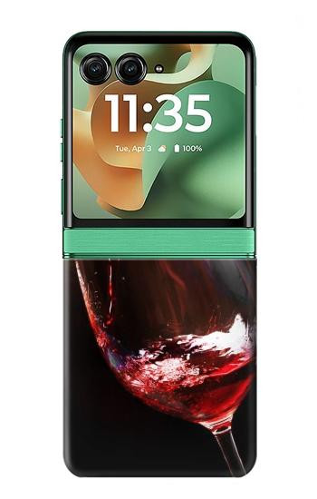 S2396 Red Wine Bottle And Glass Hülle Schutzhülle Taschen für Motorola Razr 70+,60+, Razr+ (2026, 2025, 2024)
