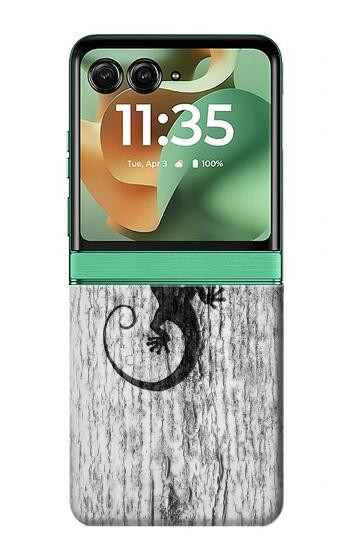 S2446 Gecko Wood Graphic Printed Hülle Schutzhülle Taschen für Motorola Razr 70+,60+, Razr+ (2026, 2025, 2024)