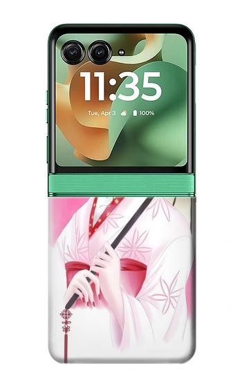 S2579 Japanese Traditional Geisha Kimono Hülle Schutzhülle Taschen für Motorola Razr 60, Razr 2025
