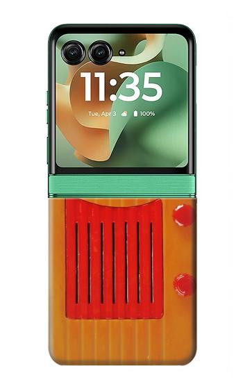 S2780 Vintage Orange Bakelite Radio Hülle Schutzhülle Taschen für Motorola Razr 70+,60+, Razr+ (2026, 2025, 2024)