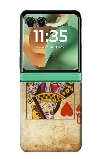 S2833 Poker Card Queen Hearts Hülle Schutzhülle Taschen für Motorola Razr 70+,60+, Razr+ (2026, 2025, 2024)