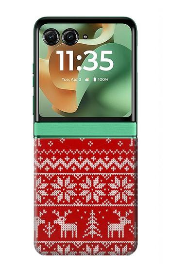 S2835 Christmas Reindeer Knitted Pattern Hülle Schutzhülle Taschen für Motorola Razr 70+,60+, Razr+ (2026, 2025, 2024)