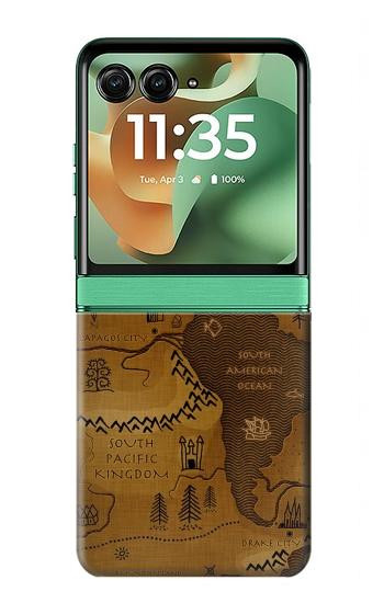 S2861 Antique World Map Hülle Schutzhülle Taschen für Motorola Razr 70+,60+, Razr+ (2026, 2025, 2024)