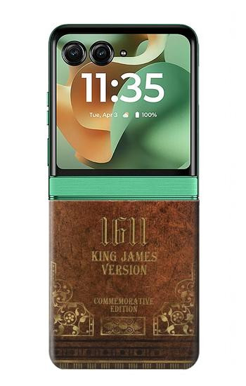S2890 Holy Bible 1611 King James Version Hülle Schutzhülle Taschen für Motorola Razr 70+,60+, Razr+ (2026, 2025, 2024)