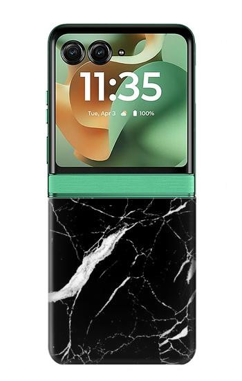 S2895 Black Marble Graphic Printed Hülle Schutzhülle Taschen für Motorola Razr 70+,60+, Razr+ (2026, 2025, 2024)