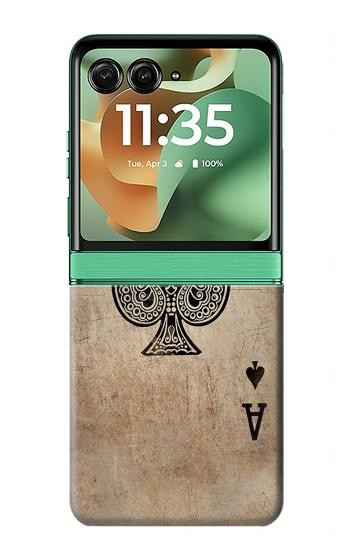 S2928 Vintage Spades Ace Card Hülle Schutzhülle Taschen für Motorola Razr 70+,60+, Razr+ (2026, 2025, 2024)