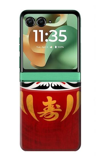 S3023 Japan Good Luck Daruma Doll Hülle Schutzhülle Taschen für Motorola Razr 70+,60+, Razr+ (2026, 2025, 2024)
