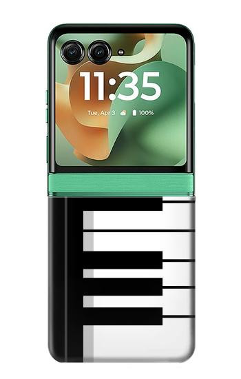 S3078 Black and White Piano Keyboard Hülle Schutzhülle Taschen für Motorola Razr 70+,60+, Razr+ (2026, 2025, 2024)