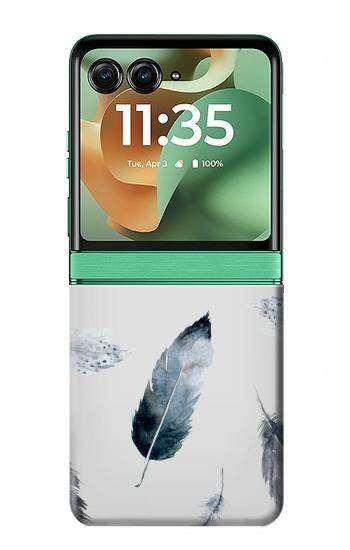 S3085 Feather Paint Pattern Hülle Schutzhülle Taschen für Motorola Razr 70+,60+, Razr+ (2026, 2025, 2024)