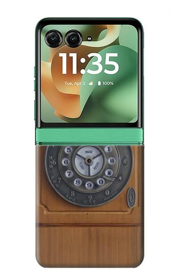 S3146 Antique Wall Retro Dial Phone Hülle Schutzhülle Taschen für Motorola Razr 70+,60+, Razr+ (2026, 2025, 2024)