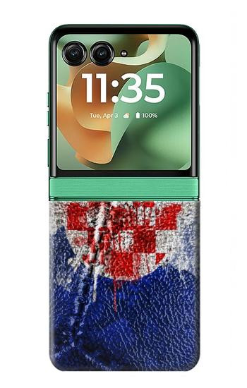S3313 Croatia Flag Vintage Football Graphic Hülle Schutzhülle Taschen für Motorola Razr 70+,60+, Razr+ (2026, 2025, 2024)