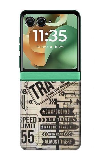 S3441 Vintage Travel Hülle Schutzhülle Taschen für Motorola Razr 70+,60+, Razr+ (2026, 2025, 2024)