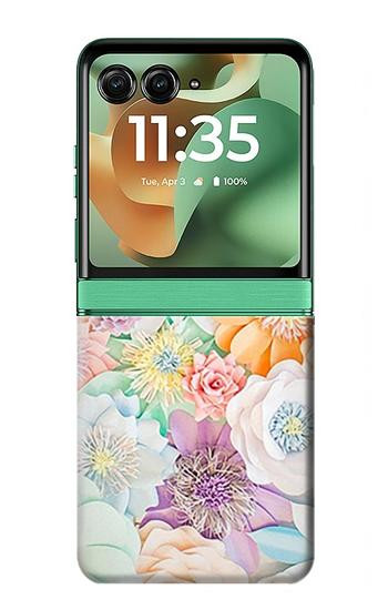 S3705 Pastel Floral Flower Hülle Schutzhülle Taschen für Motorola Razr 70+,60+, Razr+ (2026, 2025, 2024)