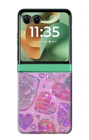 S3710 Pink Love Heart Hülle Schutzhülle Taschen für Motorola Razr 70+,60+, Razr+ (2026, 2025, 2024)